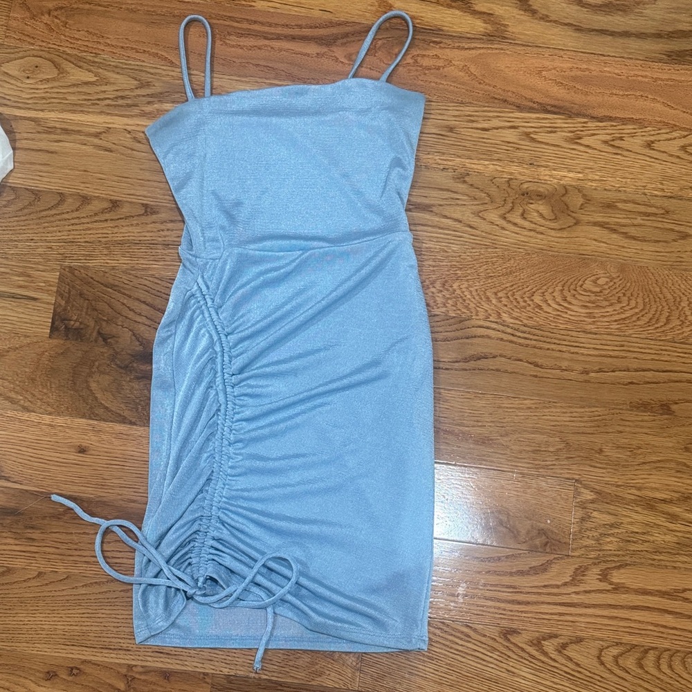 Windsor Light Blue Ruched Mini Dress